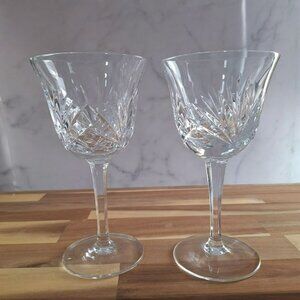 Gorham Crystal Cherrywood Water Goblet Glassware‎ Clear Stemware 7 Inch Set of 2